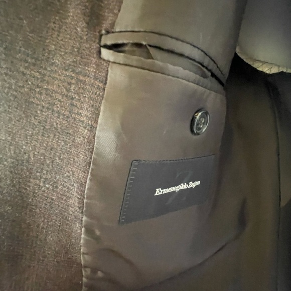 Ermenegildo Zegna Fine Wool Herringbone Brown Blazer Sport Coat Jacket Tan 44L - Picture 6 of 7